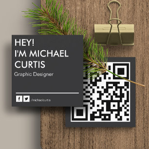 Modern Graphic Designer QR Code Square Business Card