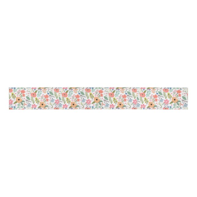 Modern graphic floral grosgrain ribbon (Front)