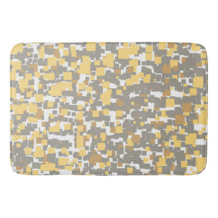 Modern Graphic Grey, Gold and White Geometric Bath Mat