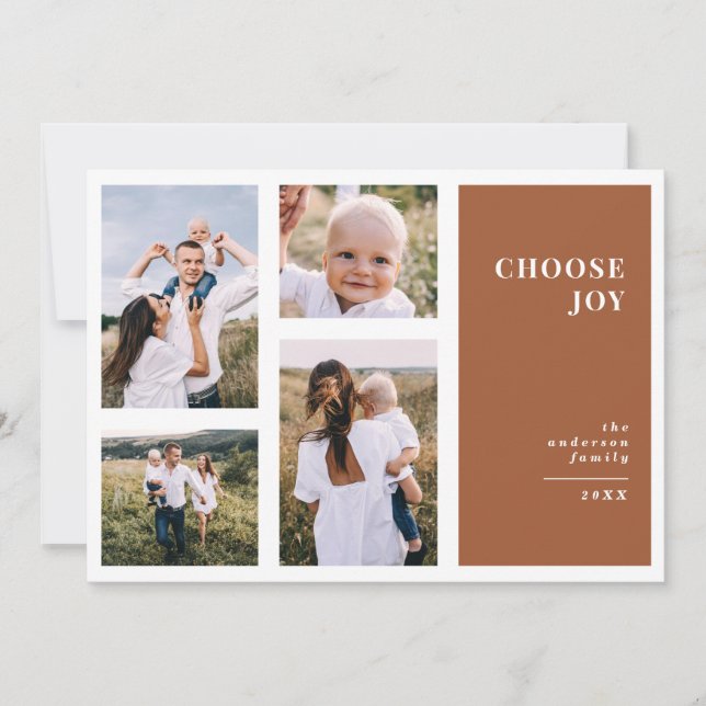 Modern, graphic minimal christmas multi photo announcement (Front)