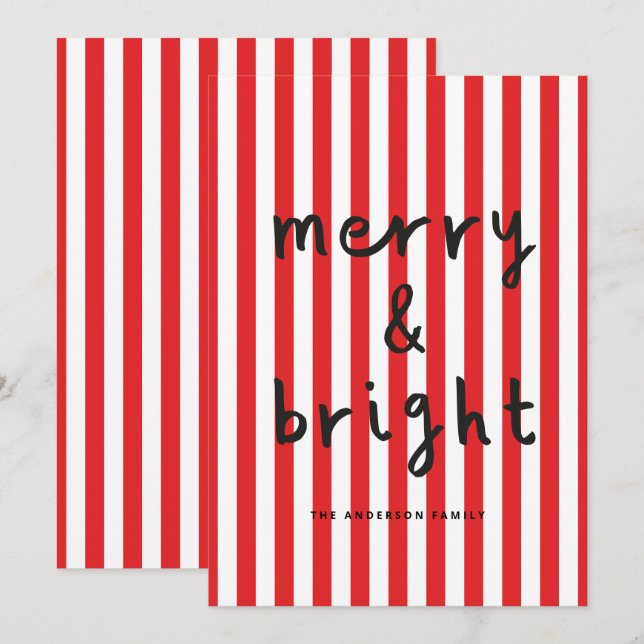 Modern graphic minimal Christmas red and white Holiday Card (Front/Back)