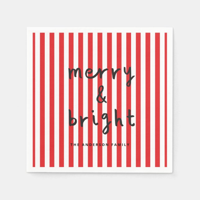 Modern graphic minimal Christmas red and white Napkin (Front)