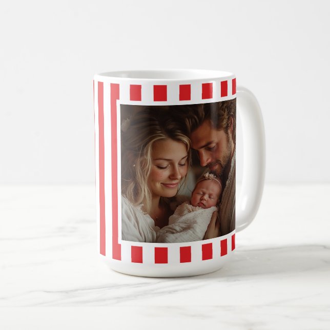 Modern graphic minimal Christmas red white photo Coffee Mug (Front Right)