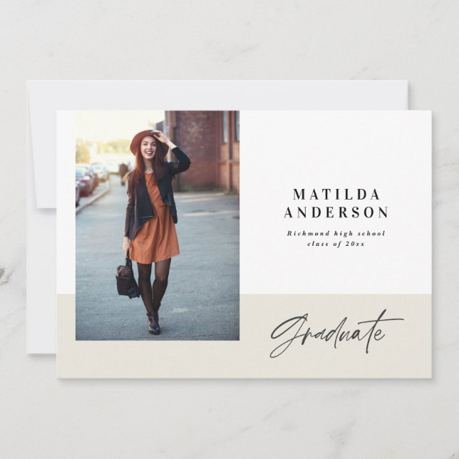 Modern graphic multi photo graduation party invite (Front)