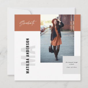 Modern graphic multi photo graduation party invite