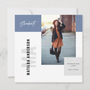Modern graphic multi photo graduation party invite