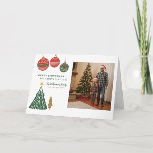 Modern Graphic Ornaments Christmas Tree Photo Holiday Card