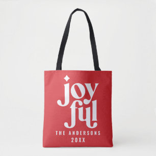 Modern graphic red typography christmas holiday  tote bag