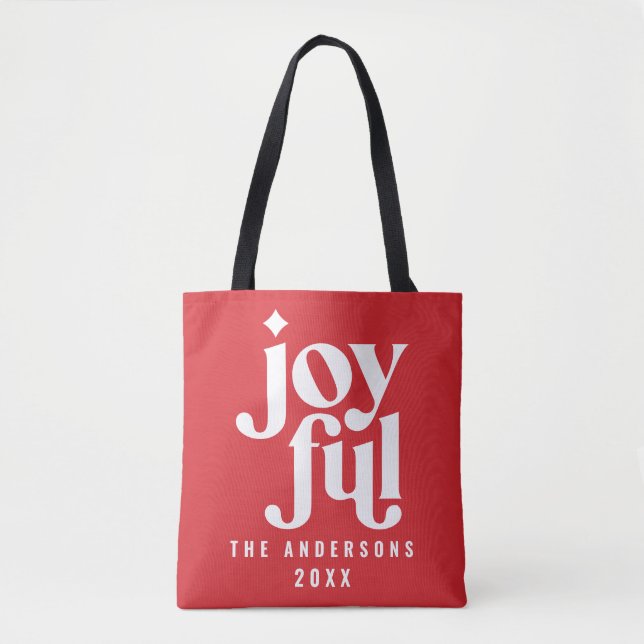 Modern graphic red typography christmas holiday  tote bag (Front)