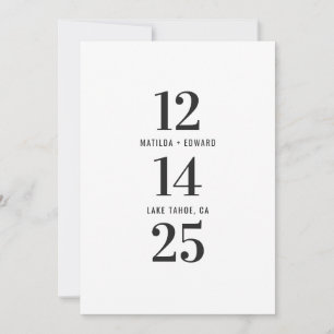 Modern, graphic, typography monochrome wedding save the date