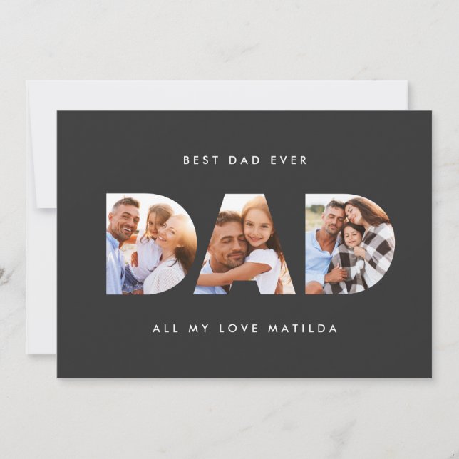 Modern graphic typography Multi photo dad Invitation (Front)