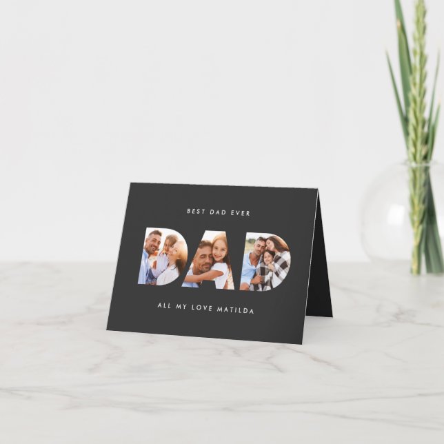 Modern graphic typography Multi photo dad Invitation (Front)