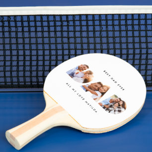 Modern graphic typography Multi photo dad Ping Pong Paddle