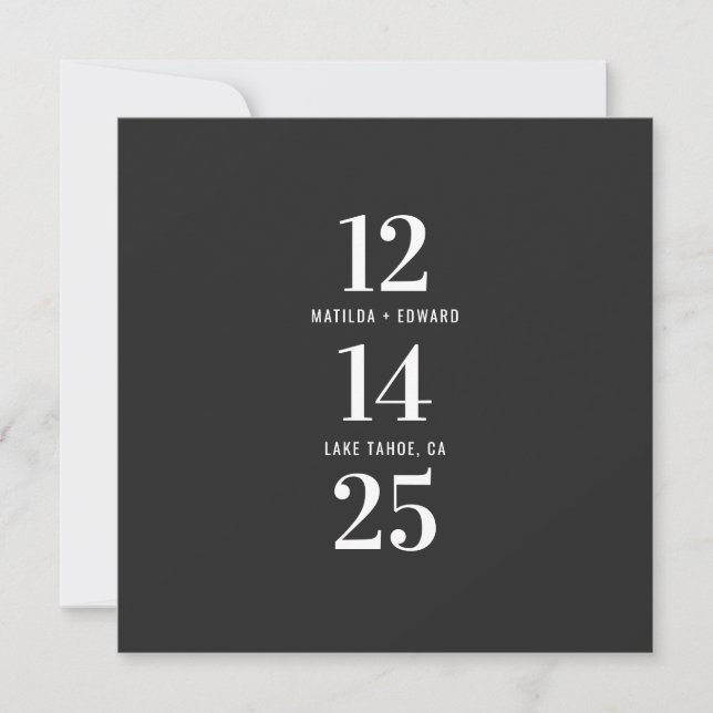 Modern, graphic typography photograph wedding save the date (Front)