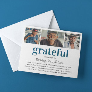 Modern 'Grateful' Photo Collage Sympathy Thank You Card