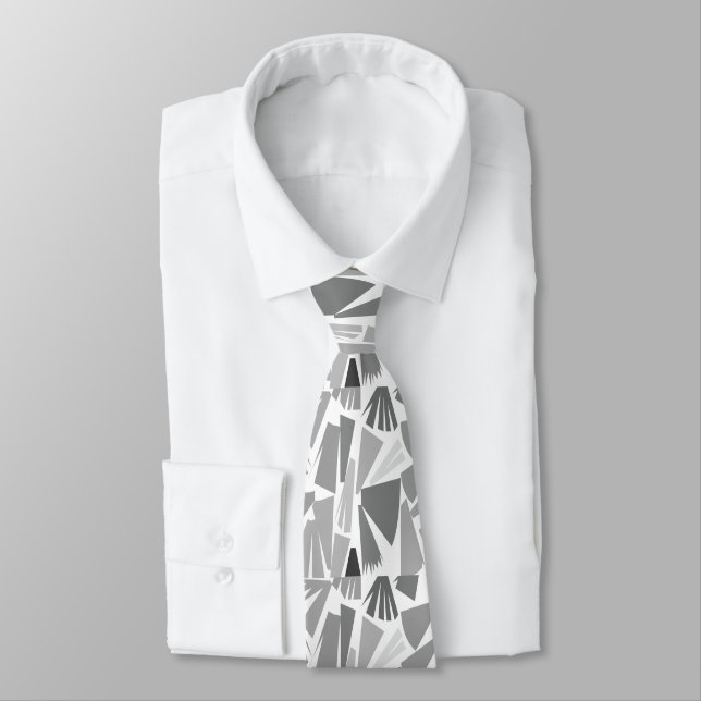 Modern Gray Abstract Geometric Pattern     Tie (Tied)