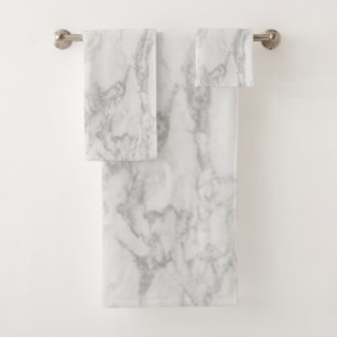 Modern Gray and White Marble Bath Towel Set