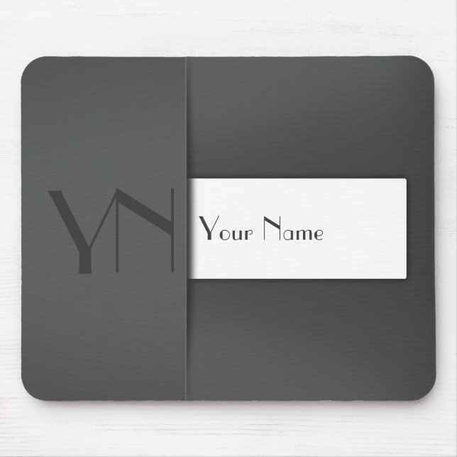 Modern Gray Anthracite Monogram Name - Mousepad (Front)