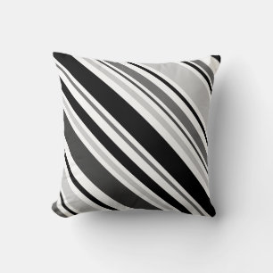 Modern Gray, Black, White Stripe Pillow