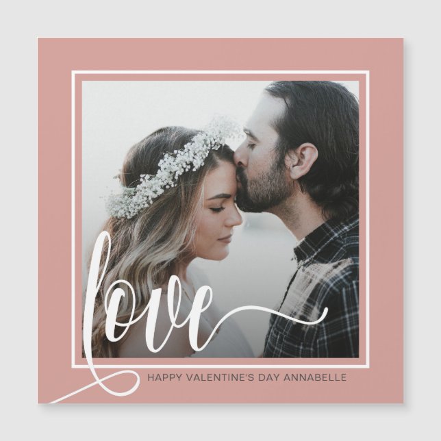 Modern Gray Love Script Photo Valentine's Day (Front)
