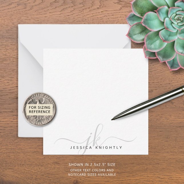 Modern Gray Script Monogram Initials Minimal Card (Creator Uploaded)