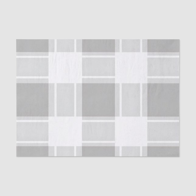 Modern Gray Tone Plaid Pattern Tissue Paper (Front)