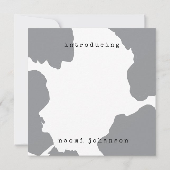 Modern Gray Watercolour Baby Announcement (Front)