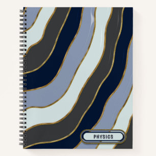 Modern Gray White Gold Tones Wavy Stripes Subject Notebook