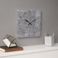 Modern gray white stone rock wall clock