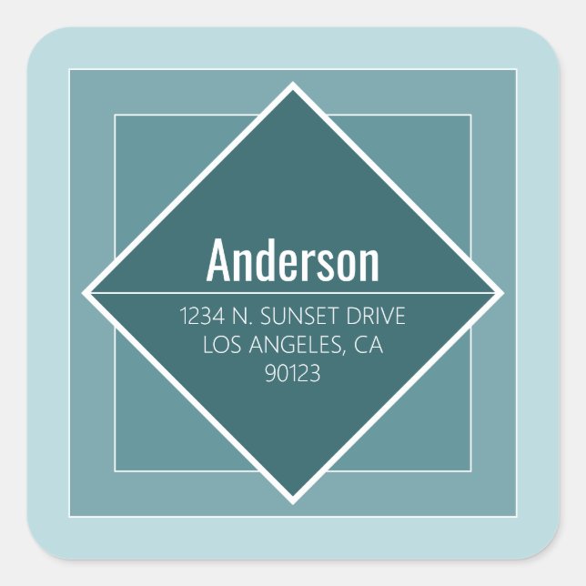 Modern Grayish Green Geometric Return Address  Square Sticker (Front)