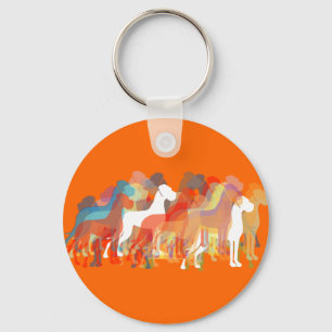 Modern Great Dane Group Key Ring