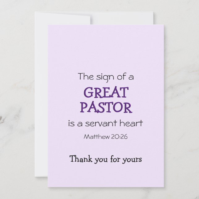 Modern GREAT PASTOR SERVANT HEART Thank You (Front)