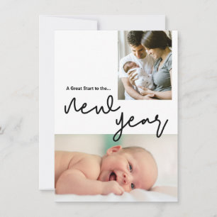 Modern Great Start to the  New Year Baby Photo Holiday Card