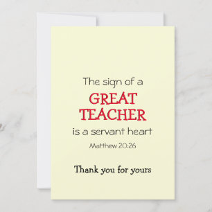 Modern GREAT TEACHER SERVANT HEART Thank You