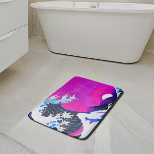 modern great wave bath mat