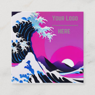 modern great wave square business card