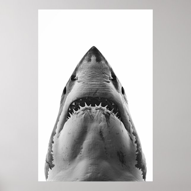 Modern Great White Shark Portrait  Poster (Front)