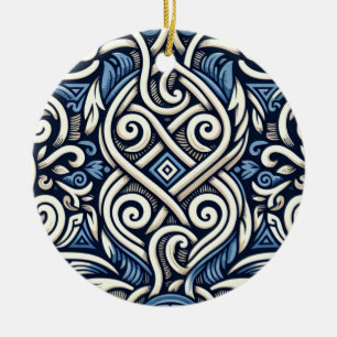 Modern Greek blue and white pattern Ceramic Tree Decoration