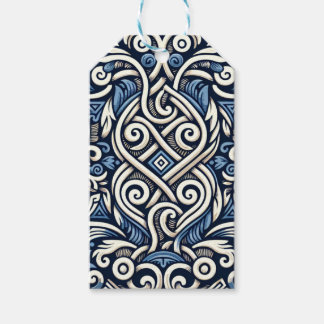 Modern Greek blue and white pattern Gift Tags