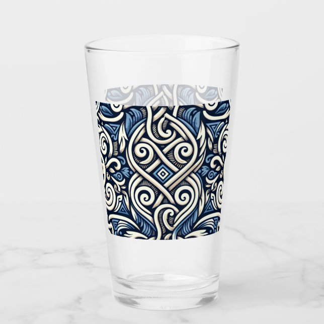 Modern Greek blue and white pattern Glass (Front)
