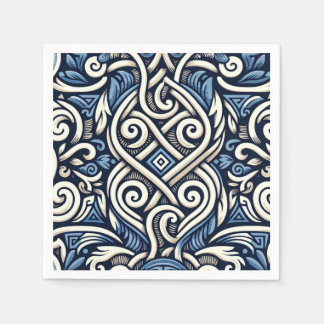 Modern Greek blue and white pattern Napkin