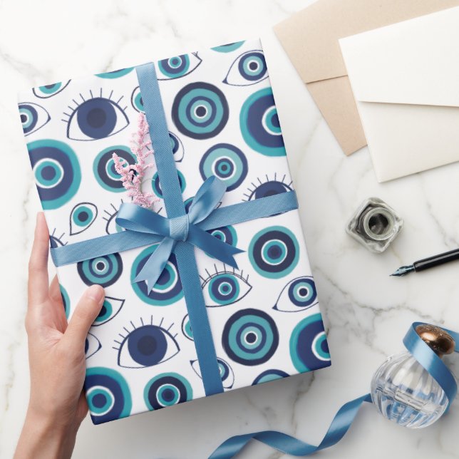 Modern Greek Evil Eye Pattern Wrapping Paper (Gifting)