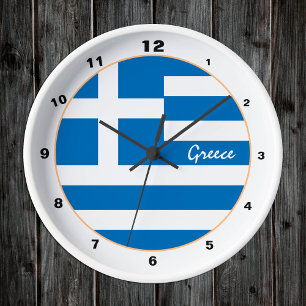 Modern Greek Flag, Greece trendy Home / design Round Clock