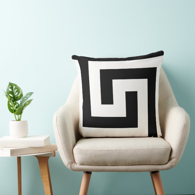 Modern Greek Key Black Elegant Cushion (Chair)