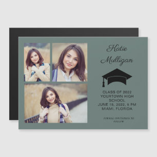 Modern Green 3 Photo Graduation Save Date 2022