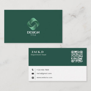 Modern Green 3D Logo QR Code Professional Business Card