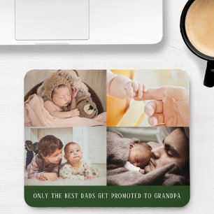 Modern Green 4 Photo Collage for Grandpa Mouse Mat