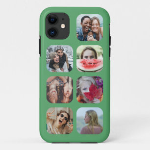modern green 7 Photo Collage Template  iPhone 11 Case