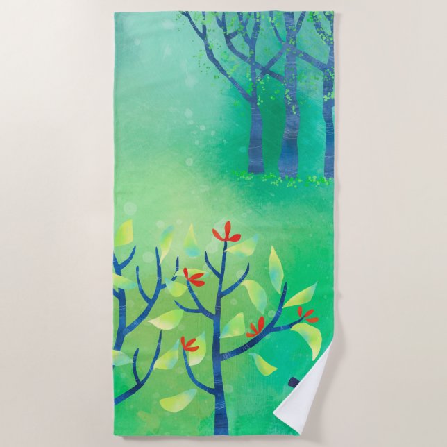 Modern Green Abstract Beach Towel (Front)