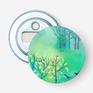 Modern Green Abstract Landscape Bottle Opener